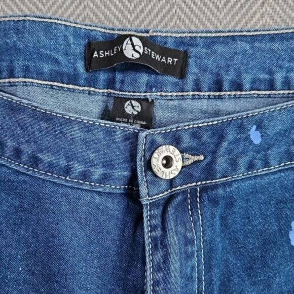 Ashley Stewart Jeans Size 24 (44x26) Distressed Paint Splatter Rhinestones NWT - Picture 9 of 16
